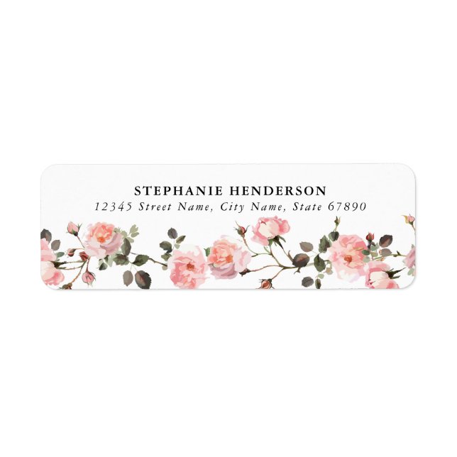 Pink Flowers Return Address Labels (Front)