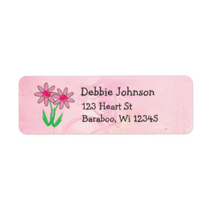 Pink Flowers Return Address Sticker