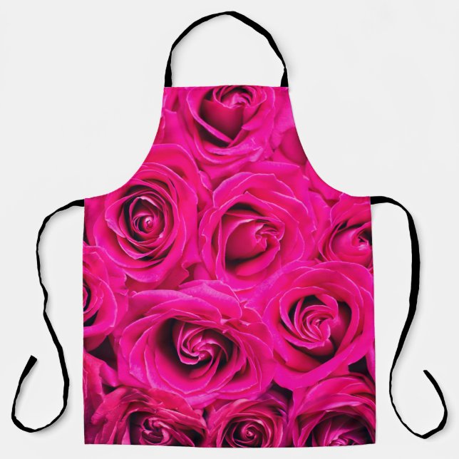Pink flowers roses background apron (Front)