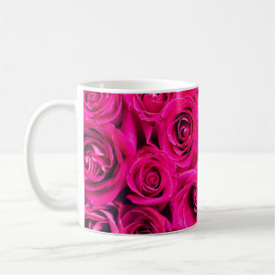 Pink flowers roses background coffee mug
