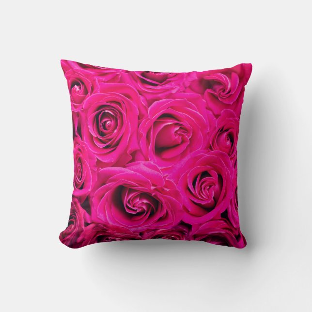 Pink flowers roses background cushion (Front)