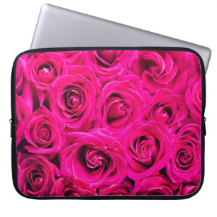 Pink flowers roses background laptop sleeve