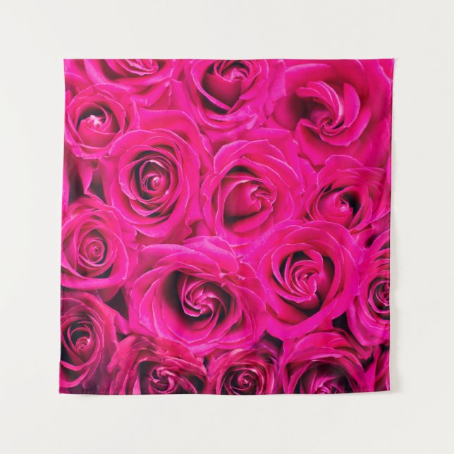 Pink flowers roses background tapestry (Front)