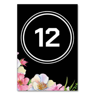 Pink Flowers Simple Photo Wedding  Table Number