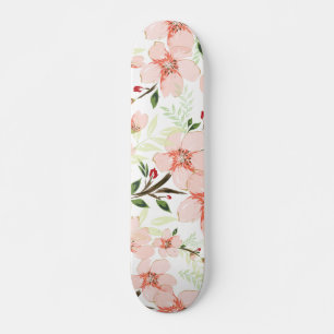 Pink flowers skateboard