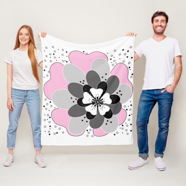 Pink flowers spring summer fleece blanket (In Situ)
