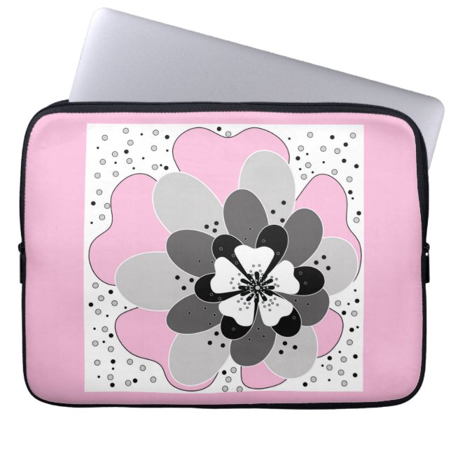 Pink flowers spring summer laptop sleeve (Front)