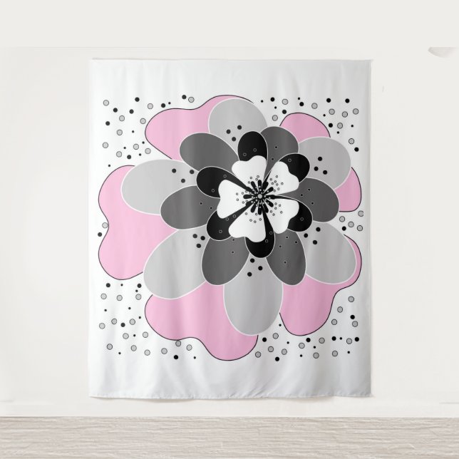 Pink flowers spring summer tapestry (Front)