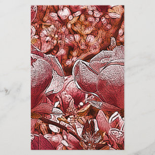 Pink flowers stationery