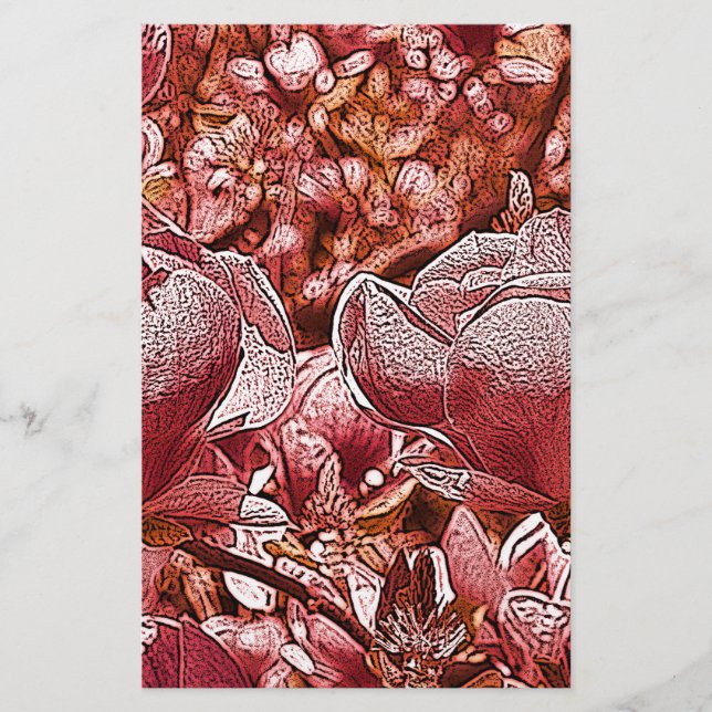 Pink flowers stationery (Front)