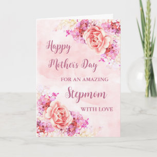 Pink Flowers Stepmom Happy Mother's Day Card