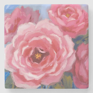 Pink Flowers Stone Coaster