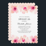 Pink flowers sweet 16. Blush floral 16th birthday Invitation<br><div class="desc">Sweet 16 birthday invitation with pink flowers. Contact me,  please,  if you need additional items.</div>