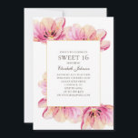 Pink flowers Sweet 16. Spring floral 16th birthday Invitation<br><div class="desc">Spring Sweet 16 birthday invitation with pink flowers. Contact me,  please,  if you need additional items.</div>