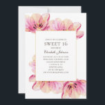Pink flowers Sweet 16. Spring floral 16th birthday Invitation<br><div class="desc">Spring Sweet 16 birthday invitation with pink flowers. Contact me,  please,  if you need additional items.</div>