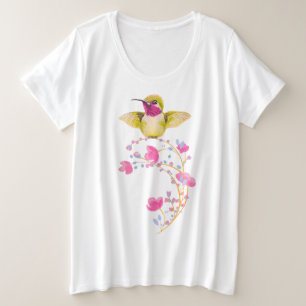 Pink Flowers T-Shirt Plus Size T-Shirt