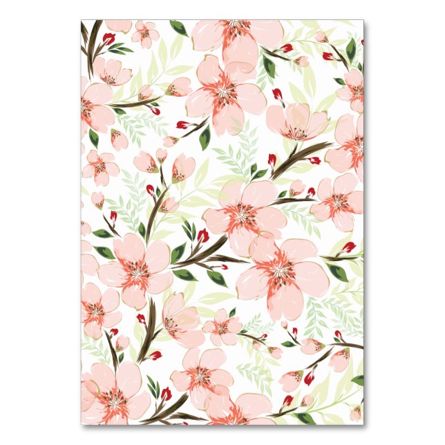 Pink flowers table number (Front)