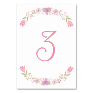 Pink Flowers Table Number