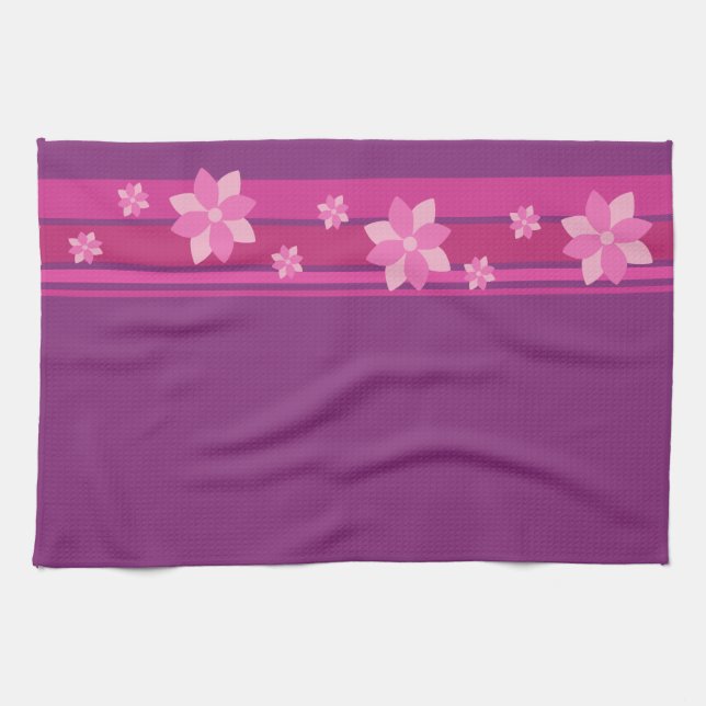 Pink Flowers Tea Towel (Horizontal)