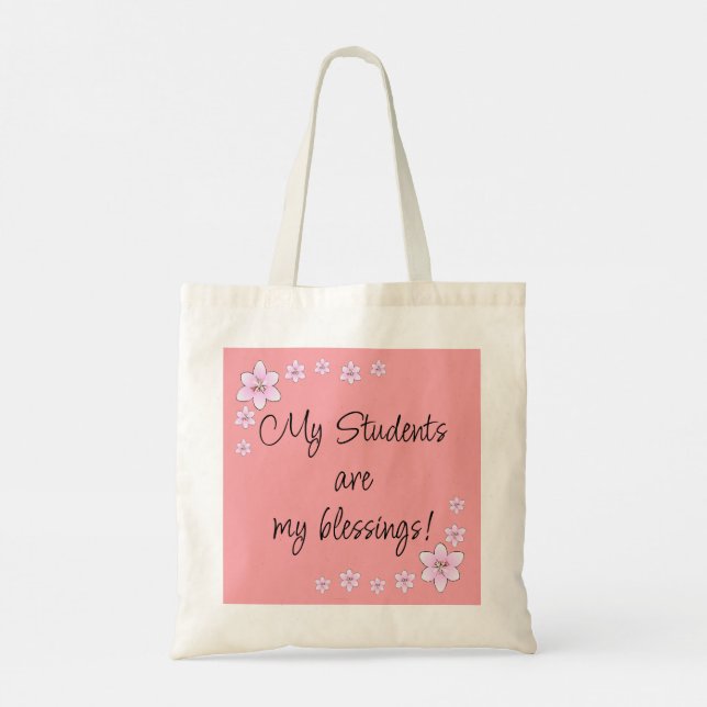 Pink Flowers Teacher Tote Bag (Back)