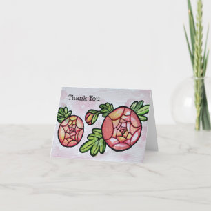 Pink Flowers Thank You Card