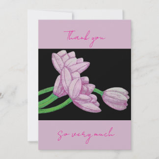 Pink flowers thank you so very much card