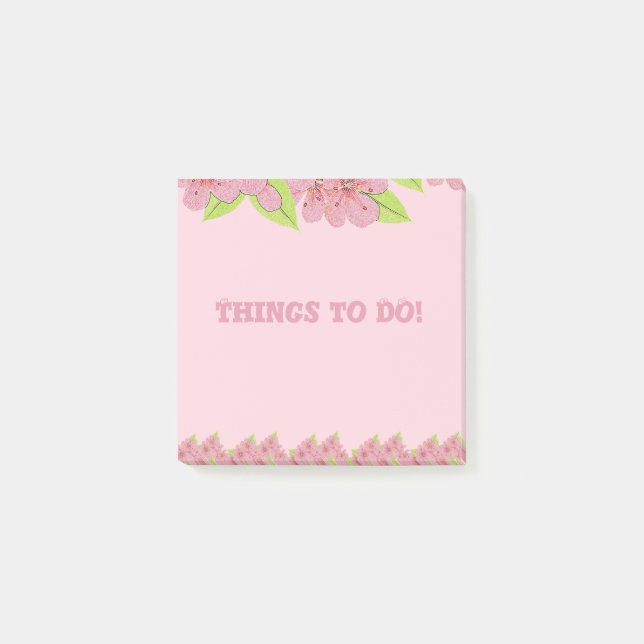 Pink Flowers Things To Do Notes (Front)