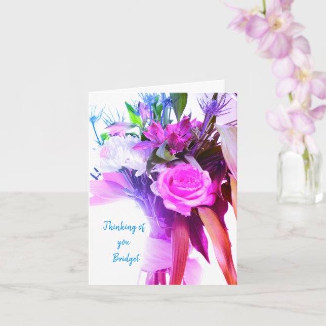 Pink  Flowers  Thinking of you Get well soon Card (Orchid)
