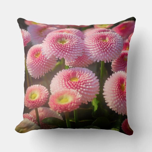 Pink Flowers Throw Pillow (Front)