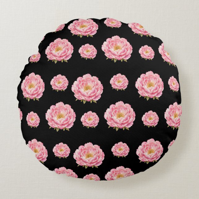 Pink Flowers Throw Pillow (Front)