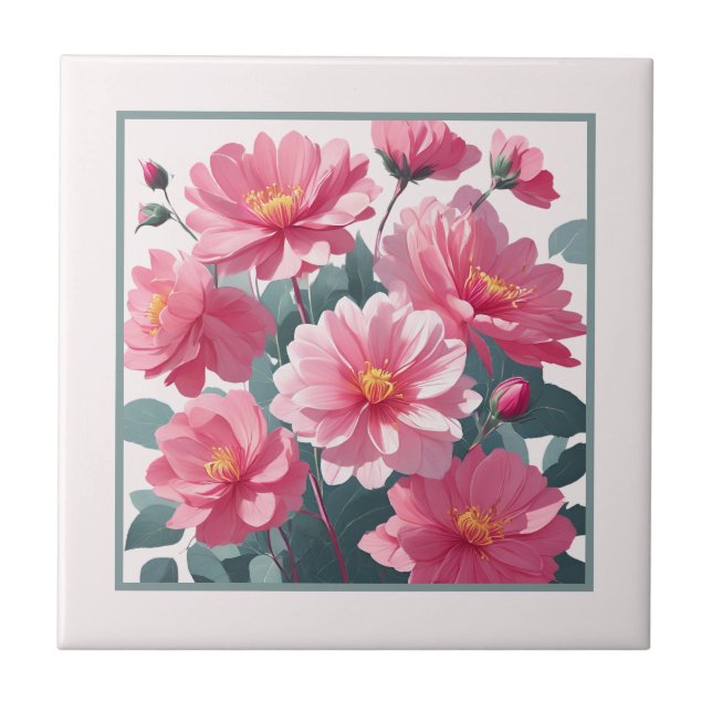 Pink Flowers Tile (Front)