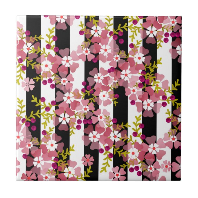 Pink flowers tile (Front)