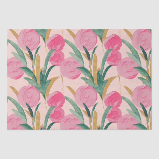 Pink Flowers Tissue Paper (Front)