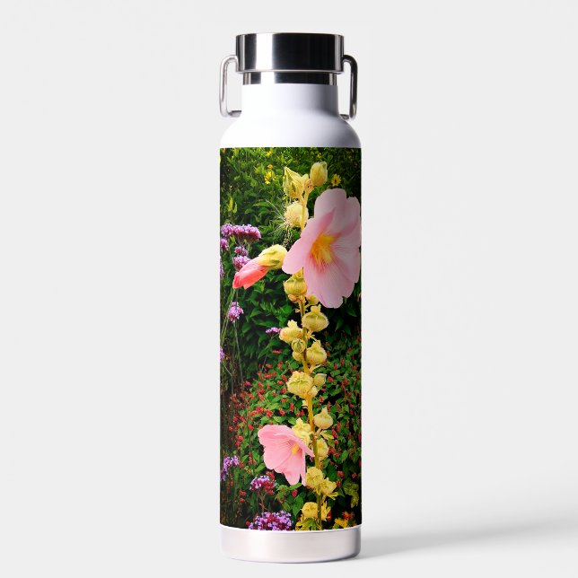 Pink flowers water bottle (Front)