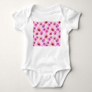 Pink Flowers Watercolor Digital Art Baby Bodysuit