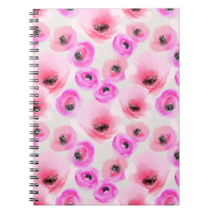 Pink Flowers Watercolor Digital Art Notebook