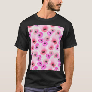 Pink Flowers Watercolor Digital Art T-Shirt