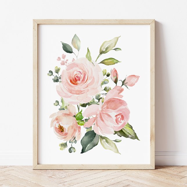Pink Flowers, Watercolor Flowers, Girl Nursery Poster (Creator Uploaded)