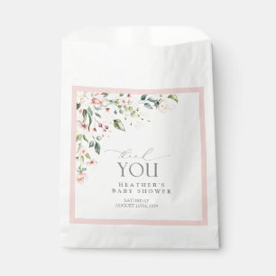 Pink Flowers Watercolor Girl Thank You Baby Shower Favour Bags