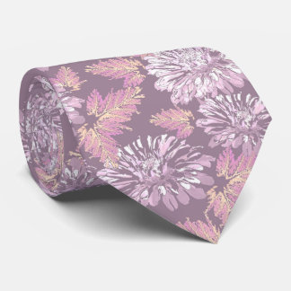 Pink flowers, watercolor, retro tie