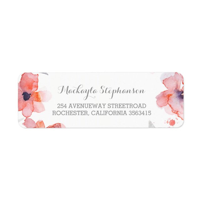 Pink Flowers Watercolor Wedding (Front)