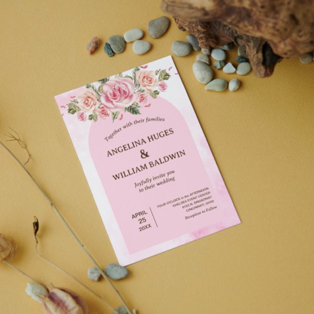 Pink Flowers watercolor Wedding Invitation (Creator Uploaded)