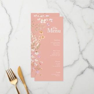 Pink Flowers Wedding Event Menu Table Decor