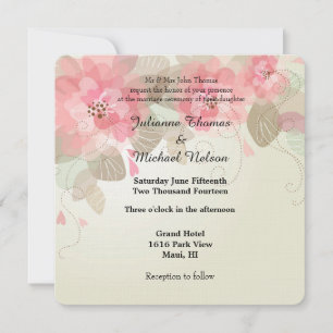 Pink Flowers Wedding Invitation