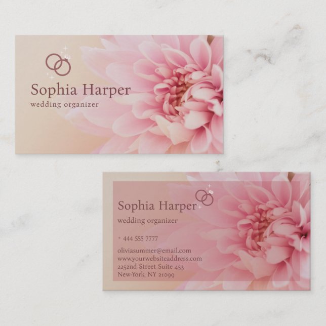 Pink Flowers Wedding Organiser Business Card (Front/Back)