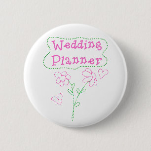 Pink Flowers Wedding Planner 6 Cm Round Badge