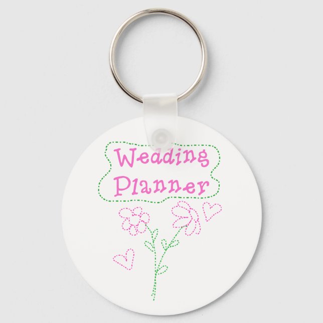 Pink Flowers Wedding Planner Key Ring (Front)