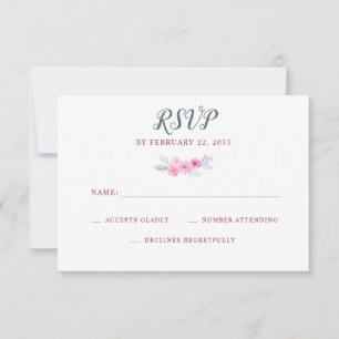 pink flowers wedding RSVP card