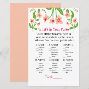 Pink Flowers What's in your purse game