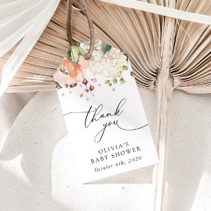 Pink Flowers, White Flowers, Boho, Baby Shower Gift Tags
